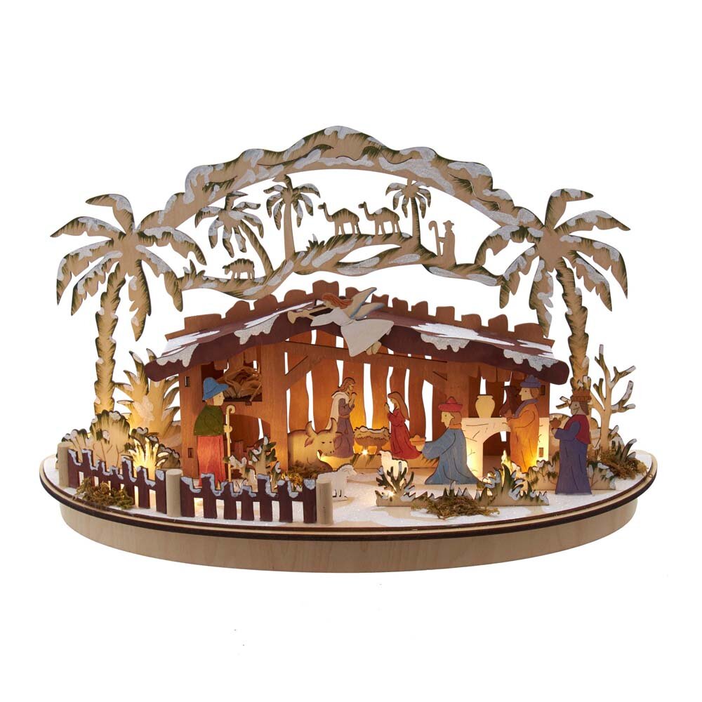 Kurt Adler Battery Operated Wooden Nativity Scene Reviews Wayfair